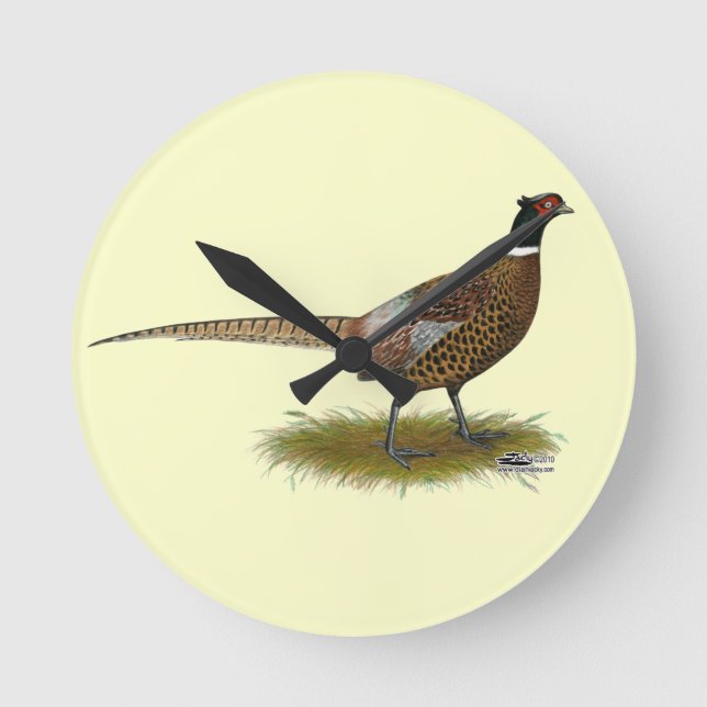 Pheasant Rooster Runde Wanduhr (Vorderseite)