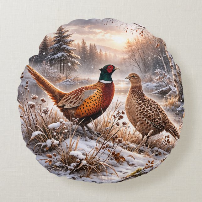 Pheasant  rundes kissen (Vorderseite)