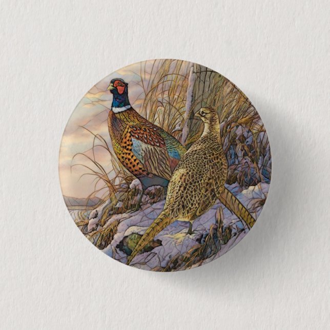 Pheasant Tapestry Poster Triptych Button (Vorderseite)