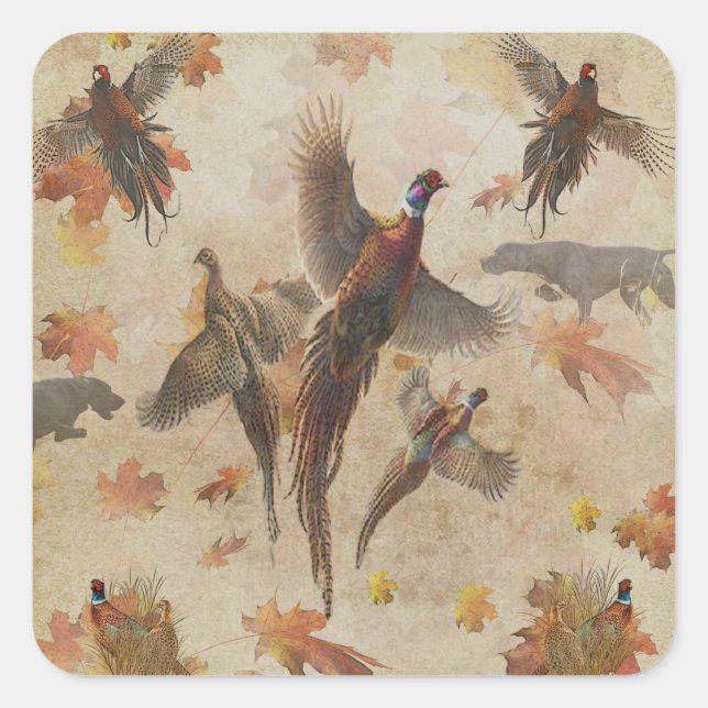 Pheasant tapestyposter Acryltriptych k Quadratischer Aufkleber (Vorderseite)