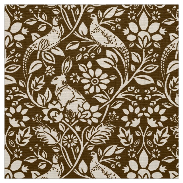 Pheasant und Hare Pattern, braun und Beige  Stoff (Muster)