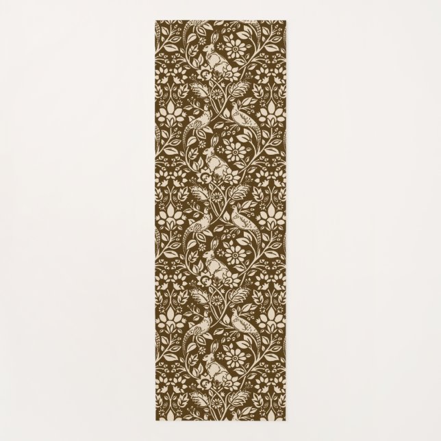 Pheasant und Hare Pattern, braun und Beige Yogamatte (Vorderseite)