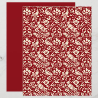 Pheasant und Hare Pattern, Deep Red und Creme