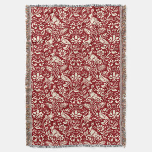 Pheasant und Hare Pattern, Deep Red und Creme Decke