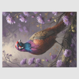 Pheasant Violet Floral Illustration Seidenpapier