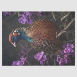 Pheasant Violet Floral Illustration Seidenpapier