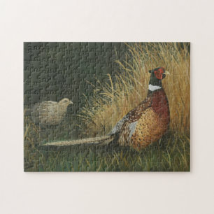 Phéasants dans le Puzzle d'Art d'Oiseau d'Herbe