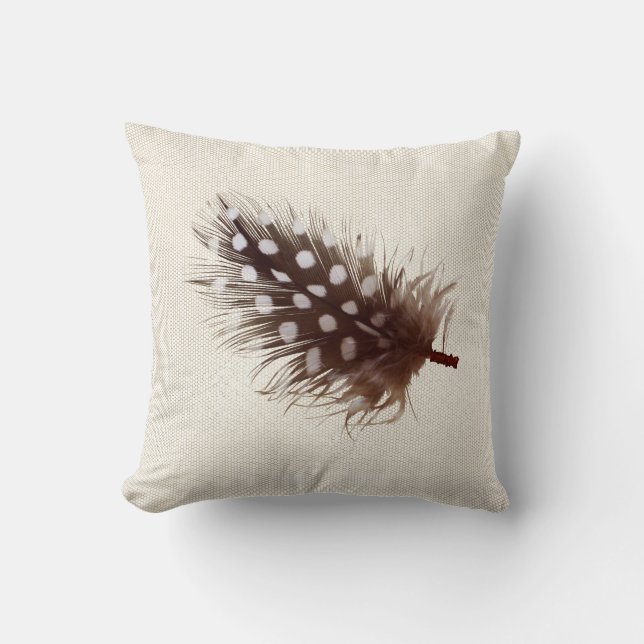 Pheasant's Feather Warm neutrale Pastellbeige Kissen (Vorderseite)