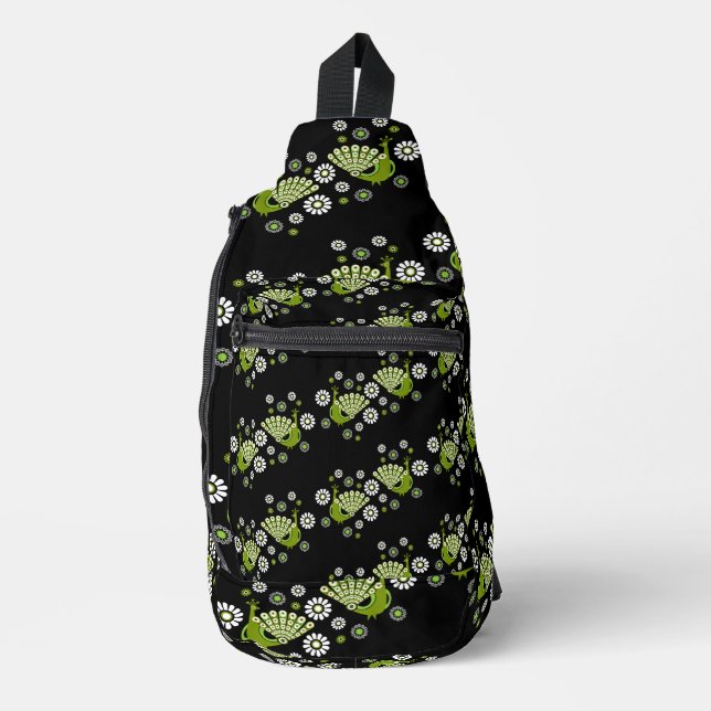 Pheasants Peacock Art Crossbody Bag (Vorderseite)
