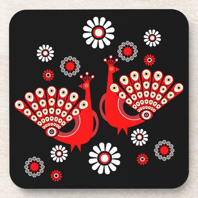 Pheasants Peacock Art Getränkeuntersetzer (Vorderseite)