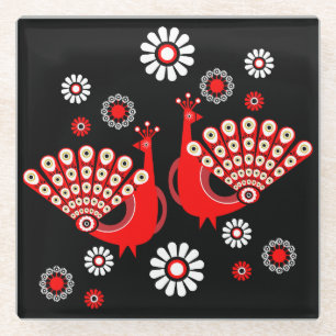 Pheasants Peacock Art Glasuntersetzer