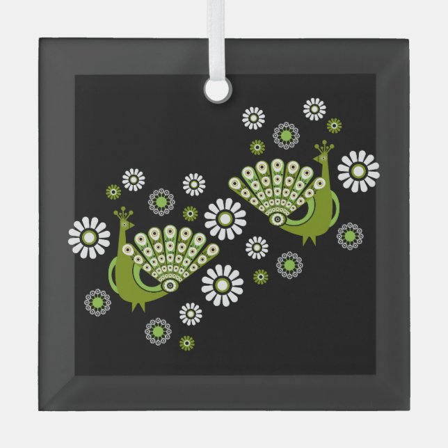 Pheasants Peacock Art Ornament Aus Glas (Vorderseite)