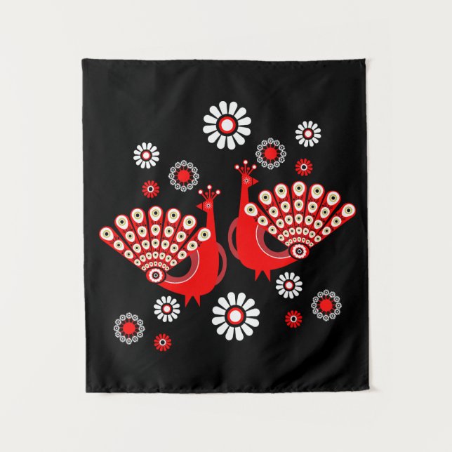 Pheasants Peacock Art Wandteppich (Vorderseite)