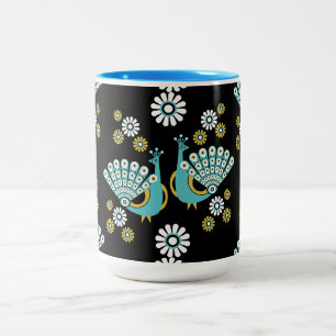 Pheasants Peacock Art Zweifarbige Tasse
