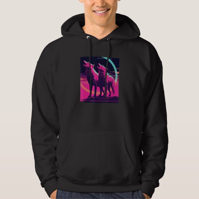 Phenomenal Howling Wolves Wolf Pack Retro Awesomen Hoodie (Vorderseite)