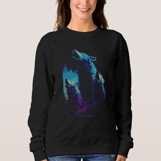 Phenomenal Howling Wolves Wolf Pack Retro Awesomen Sweatshirt (Vorderseite)