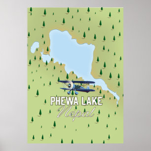 Phewa Lake Nepal Reisekarte Poster