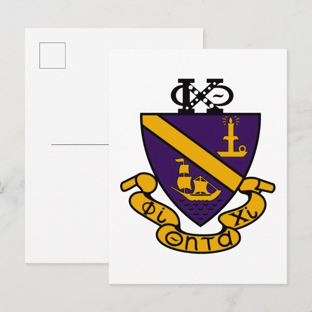 Phi Chi Theta | Farb-Wappen Postkarte (Vorne/Hinten)