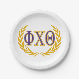 Phi Chi Theta Griechisch mit Kranz Pappteller