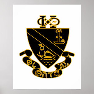 Phi Chi Theta-Wappen Gold und Schwarz Poster