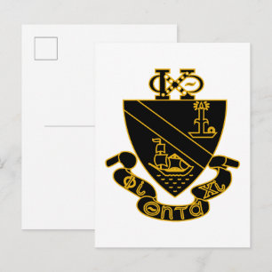 Phi Chi Theta Wappen   Gold und Schwarz Postkarte