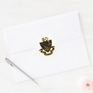 Phi Chi Theta Wappen Gold und Schwarz Runder Aufkleber