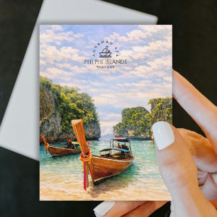 Phi Phi Inseln, Andamanensee   Wasserfarbe Strand  Postkarte