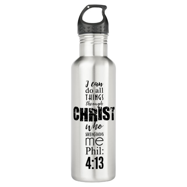Phil 4:13 Kreuzung Edelstahlflasche (Vorderseite)