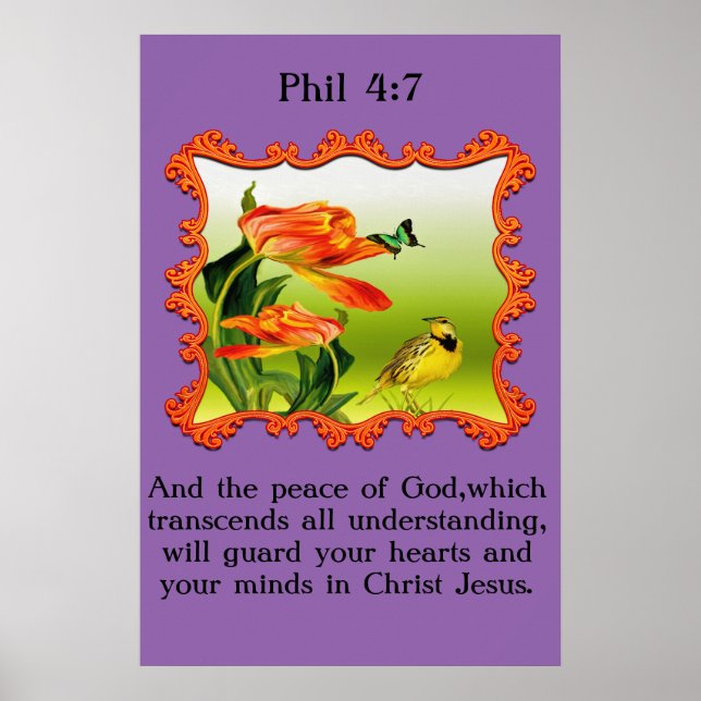 Phil 4:7 Gelber und schwarzer Kanarienvogel Poster (Vorne)