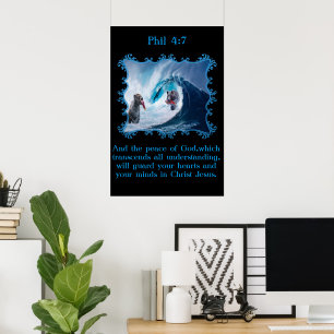 Phil 4:7 Grizzly Bären im Ozean Poster