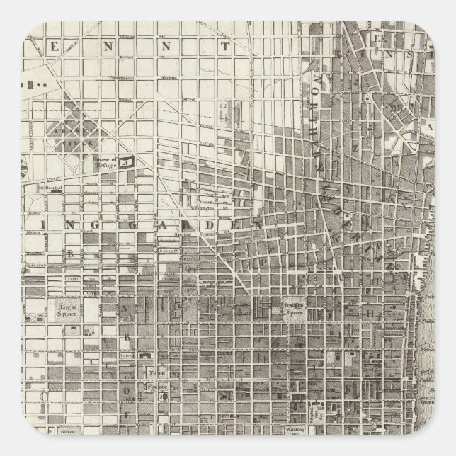 Philadelphia 4 quadratischer aufkleber (Vorderseite)