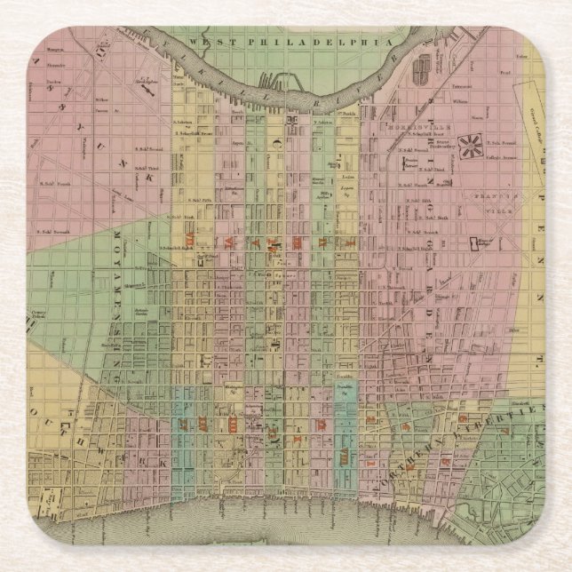 Philadelphia 6 rechteckiger pappuntersetzer (Vorderseite)
