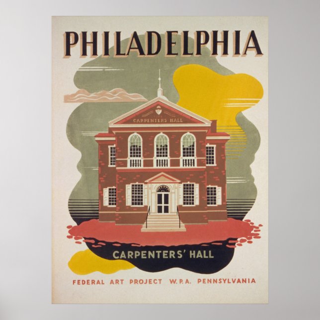 Philadelphia Carpenters Hall Poster vintage (Devant)