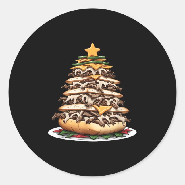 Philadelphia Cheesesteak-Weihnachtsbaum  Runder Aufkleber (Vorderseite)