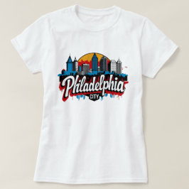 Philadelphia City Pennsylvania USA Retro-Skyline T-Shirt