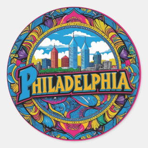 Philadelphia City Pennsylvania USA Skyline Runder Aufkleber