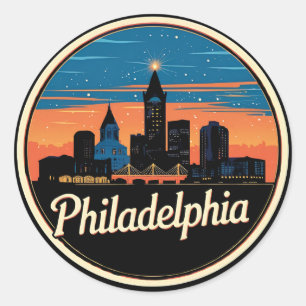 Philadelphia City Pennsylvania USA Skyline Runder Aufkleber
