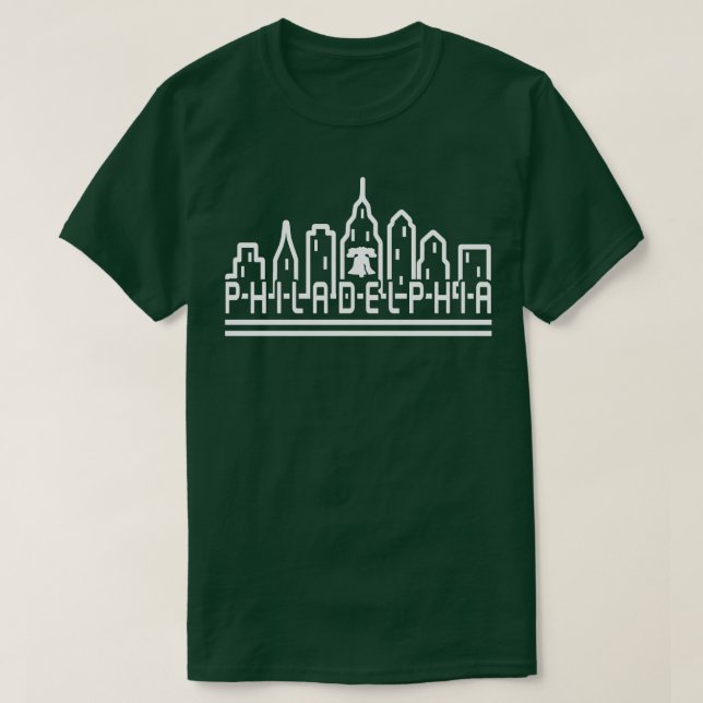 Philadelphia City Skyline White Liberty Bell Vinta T-Shirt (Design vorne)