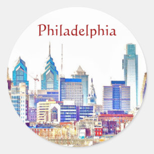 Philadelphia-Farbskizze-Aufkleber Runder Aufkleber
