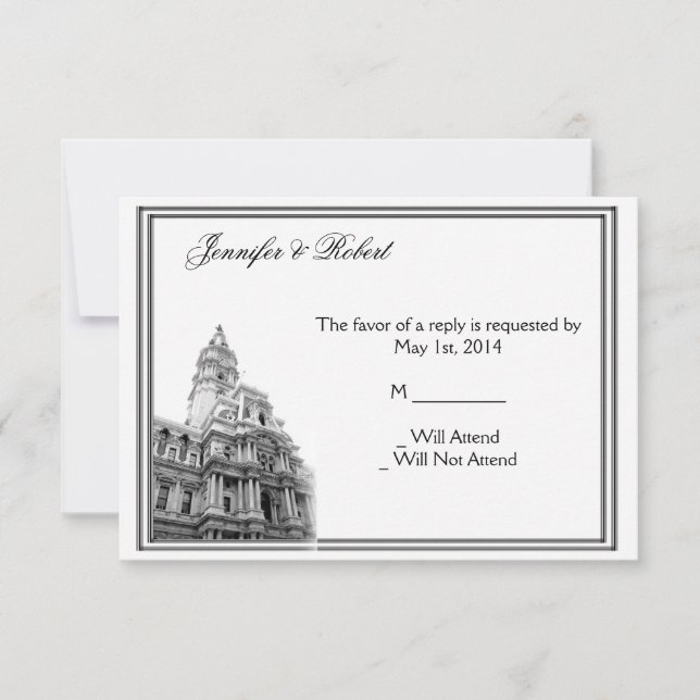 Philadelphia Hochzeit in Urlaubsort Response Card RSVP Karte (Vorderseite)
