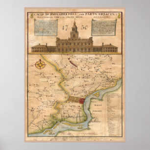Philadelphia-KartenReplik 1750 Poster