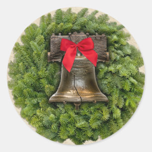 Philadelphia Liberty Bell Kranz auf Parchester Runder Aufkleber
