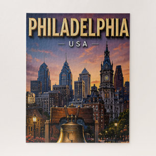 Philadelphia Liberty Bell und Skyline