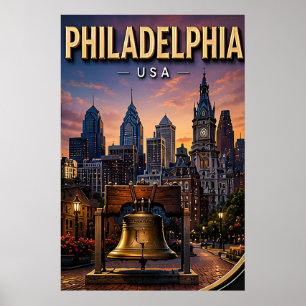 Philadelphia Liberty Bell und Skyline Poster