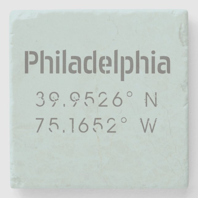 Philadelphia Longitude Latitude Stone Untersetzer (Vorderseite)