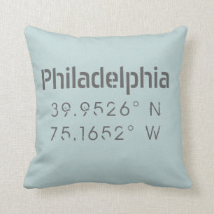 Philadelphia Longitude Latitude Throw Kissen