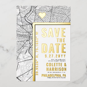 Philadelphia Love Locator Hochzeit Rettet das Da Folieneinladung