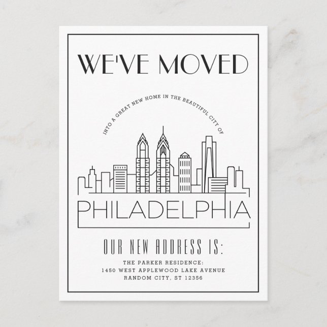 Philadelphia Moderner Deko | Änderung der Anschrif Ankündigungspostkarte (Vorderseite)