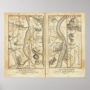 Philadelphia - New York Road Map Poster