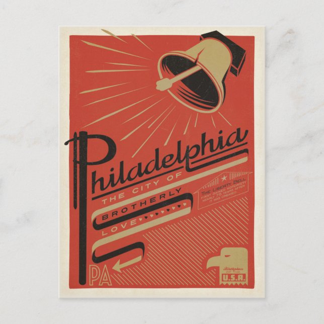 Philadelphia, PA - Brüderliche Liebe Postkarte (Vorderseite)